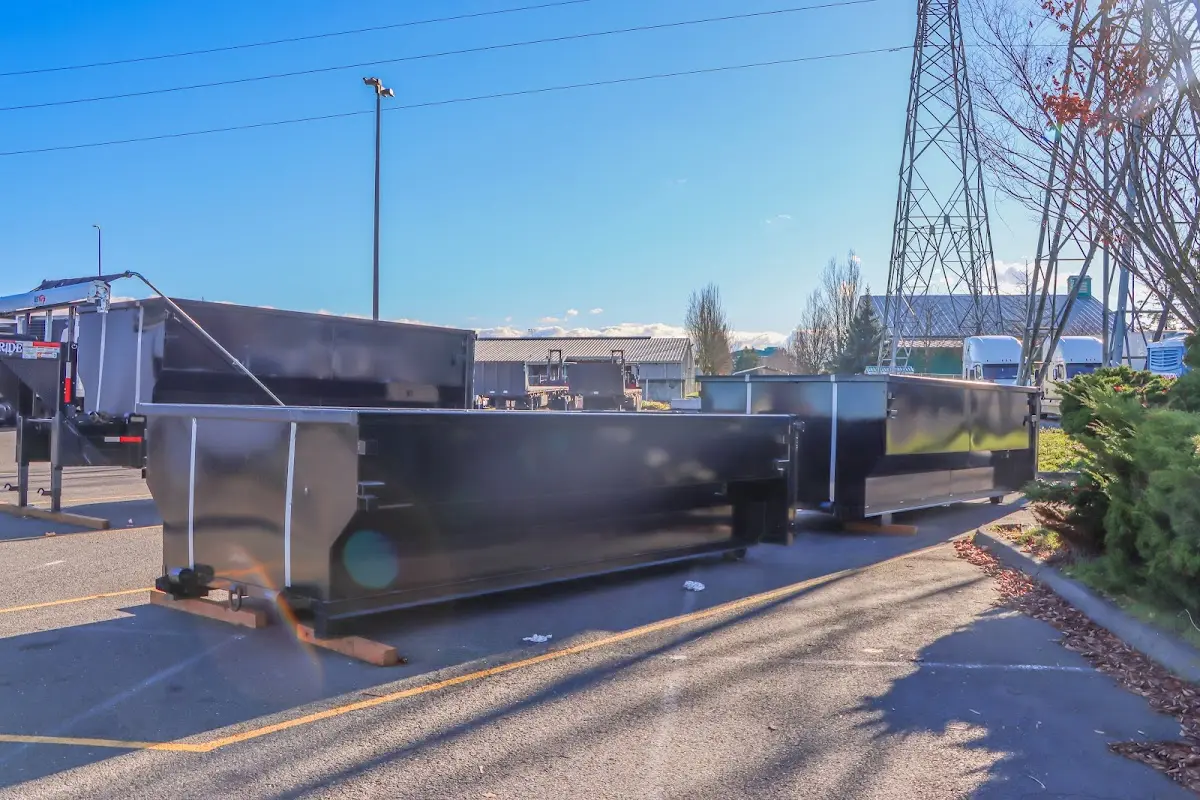 Roll-off dumpster ready for waste disposal at job site for 2 Yard Dumpster Rental in St. Cloud